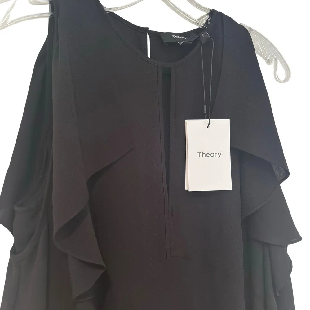 Theory Sophronia Silk Georgette Dress Women's 0 Black Party‎ Goth Whimsigoth